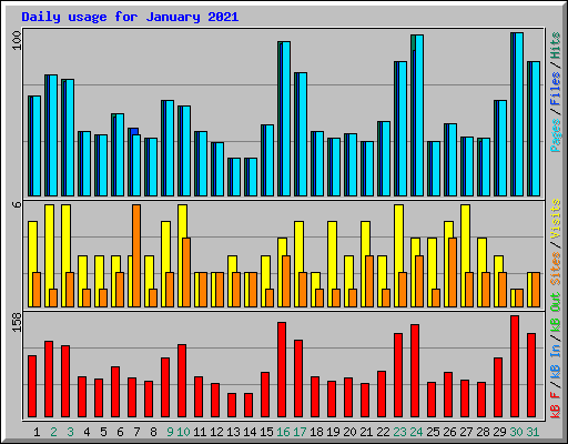 Daily usage for January 2021