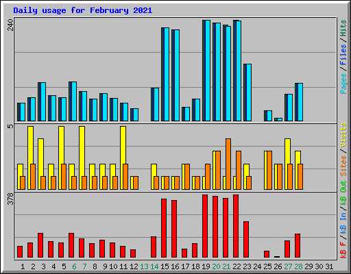 Daily usage for February 2021